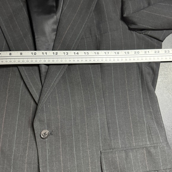 Vintage‎ USA Brookstone Men's 44L 36W Wool Gray Pinstripe Two-Piece Suit - Picture 5 of 12